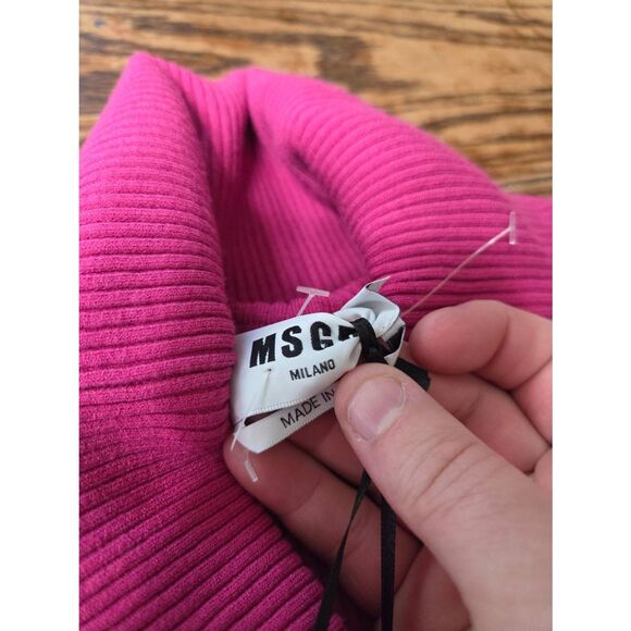 NWT MSGM Milano fuschia pink off the shoulder ribbed shirt sz XL - Picture 4 of 5